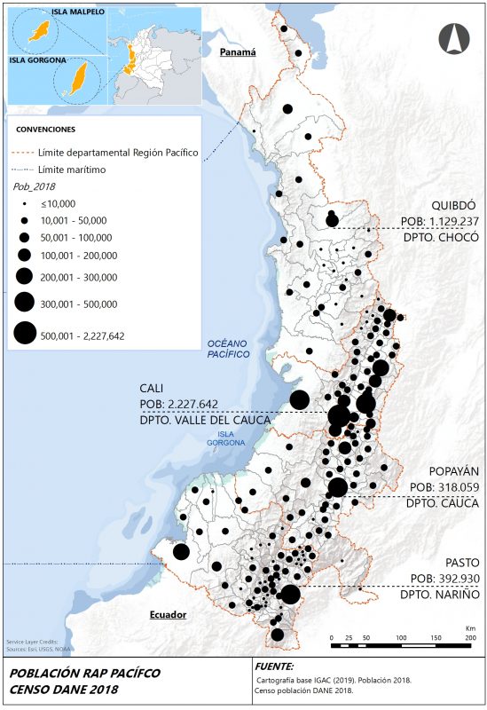 Mapa que describe las características correspondientes al eje 4,
